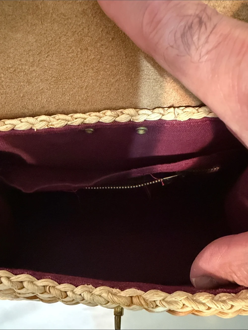 Woven Straw Tote with Brown Leather Top and Strap